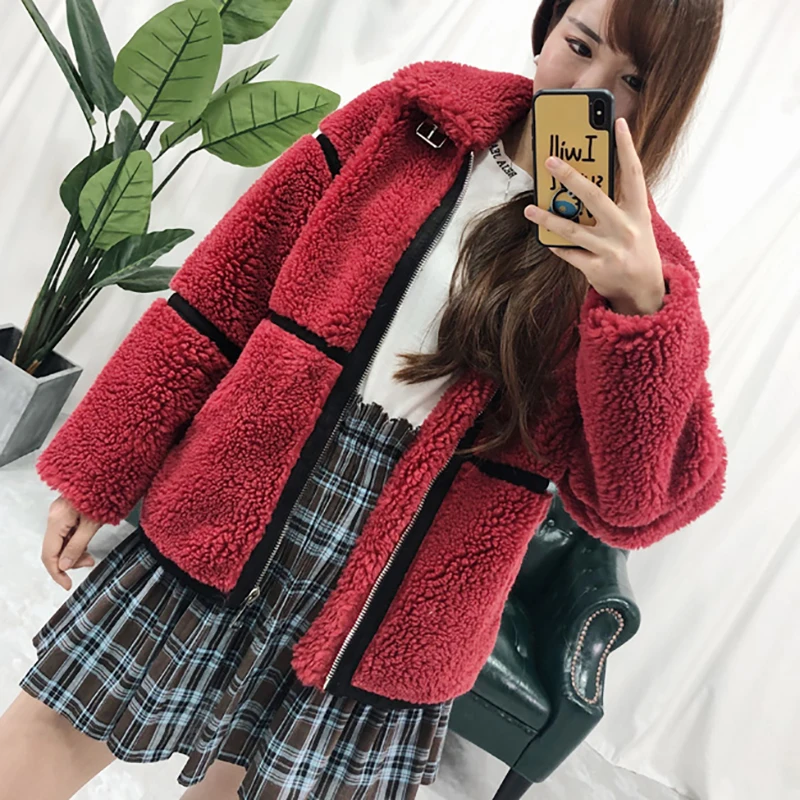 [DEAT] Зимняя мода, тренд, узор, уличный стиль, длинный рукав, гранулированный кашемир, полоски, теплое пальто AI902 - Цвет: red