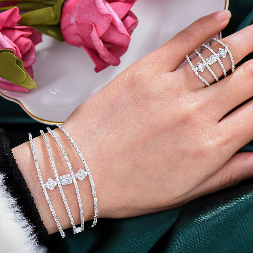 

GODKI Luxury Trendy Wide Bangle Bracelet Ring Jewelry Sets for Women Wedding Engagement Dubai Jewelry Sets parure bijoux 2021