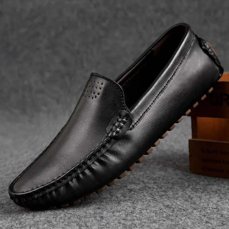 

Soft Men Loafers genuine Leather Casual Shoes For Men Large Size 47 autumn slip on Men Shoes Zapatos Hombre Men Flats shoes a4