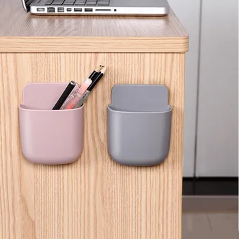 

Free Punch Wall Mounted Organizer Storage Box Remote Control Bedroom Storage Case Mobile Phone Plug Holder Stand Container d#