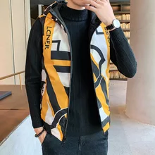 Осенняя Новинка, стильный двусторонний жилет, мужской хлопковый жилет с капюшоном, подростковое пальто для студентов, жилет, мужской повседневный жилет