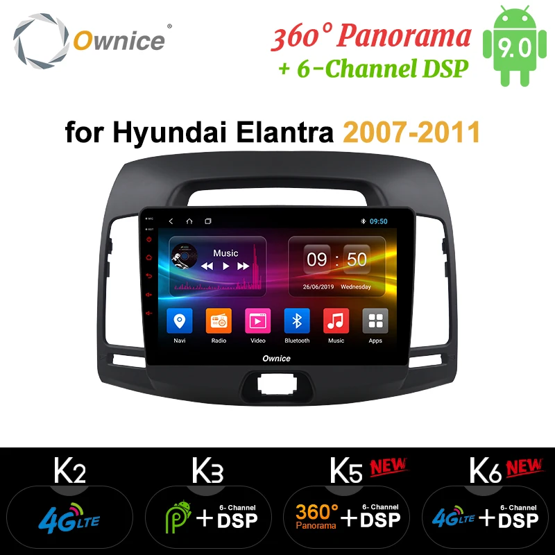 Ownice Android 9 0 360 панорамный оптический K3 K5 K6 автомобильный dvd плеер для Hyundai Elantra 2007 2011
