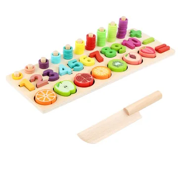 US $46.18 Children Wooden Toys Learn To Match Numbers Shape Color Early Education Teaching Math Toys