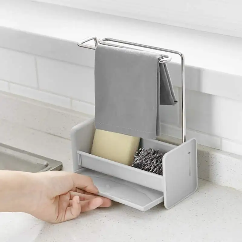 Съемная сушилка для посуды и губки, Многофункциональная подставка для кухонного полотенца, держатель для мыла, органайзер для хранения на кухне