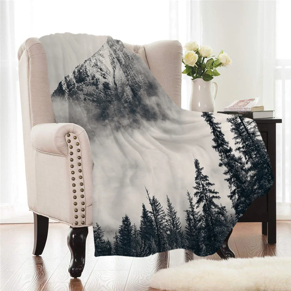 Постельные принадлежности Outlet лес фланелевое одеяло хвойное дерево Коралловое Флисовое одеяло для кровати пледы туманные горные покрывала плюшевые постельные принадлежности