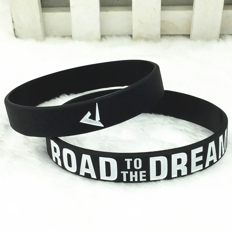 Pulseras motivadoras de silicona, banda de goma elástica, el camino a El sueño, never Give Up