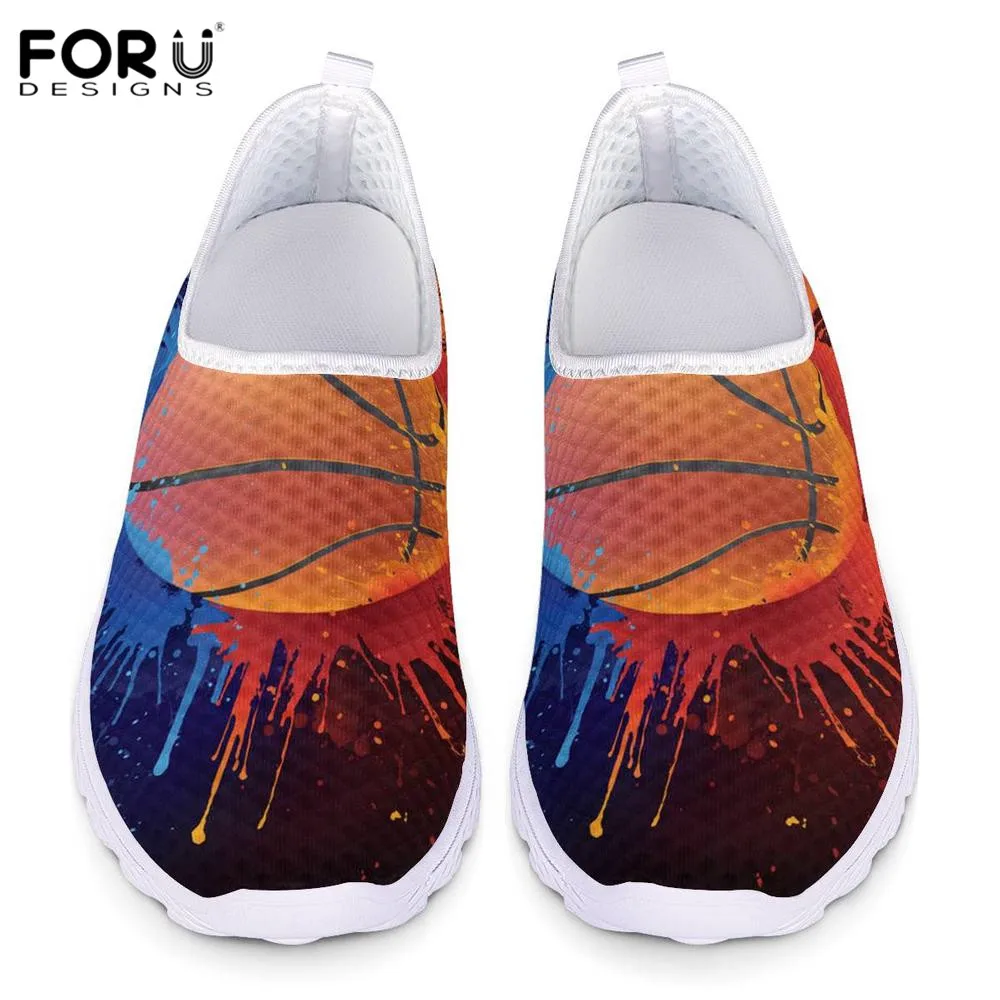 

FORUDESIGN Basketball in Paint Isolated Design Men Breathable Mesh Sneakers Boys Comfortable Lightweight Loafers Male Footwear