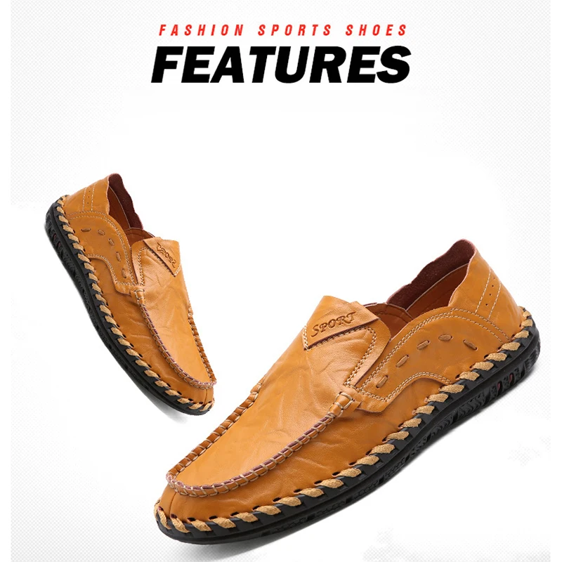 Leather Casual Shoes Mens 2020 New Summer Sewing Low-top Men Shoes Sneakers Comfortable Slip on Shoes for Men ET869 (6)