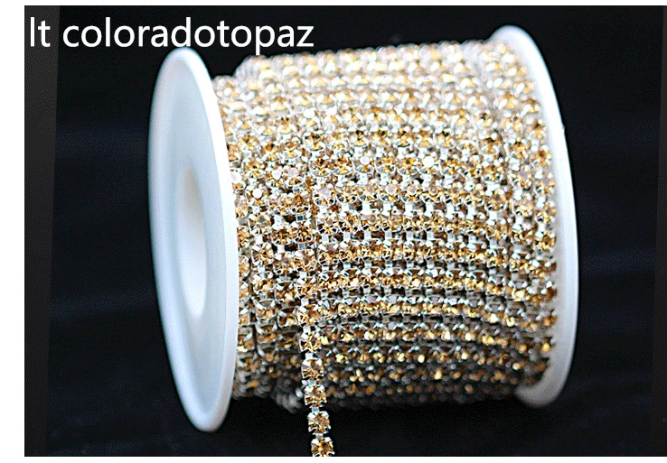 1Yard 10Yards/Roll SS6-SS18 Shiny Crystal Rhinestone Chain Sew-On Glue-On For Clothes Jewelry Apparel Accessories Trim Cup Chain