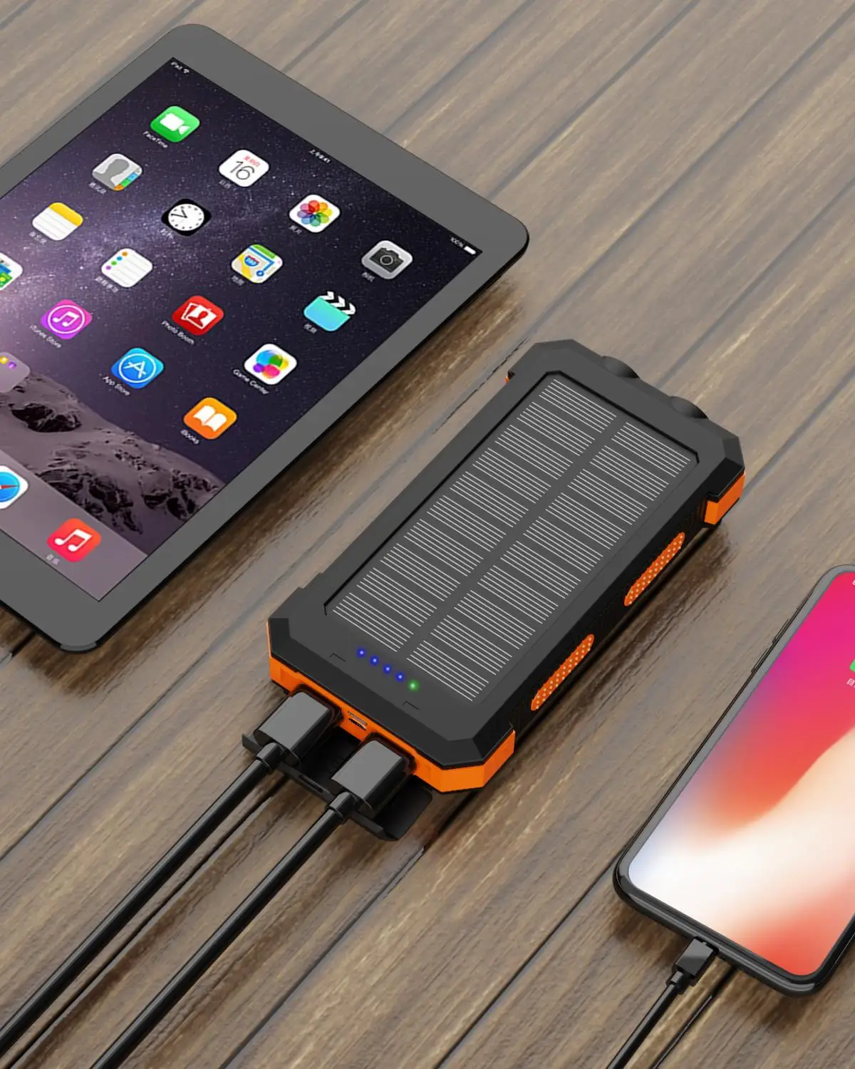 Солнечное зарядное устройство 24000mAh водонепроницаемое портативное солнечное с