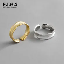 F.I.N.S корейское кольцо из стерлингового серебра S925, волнистое матовое кольцо с цирконием для женщин, двухтонное серебряное кольцо 925, хорошее ювелирное изделие