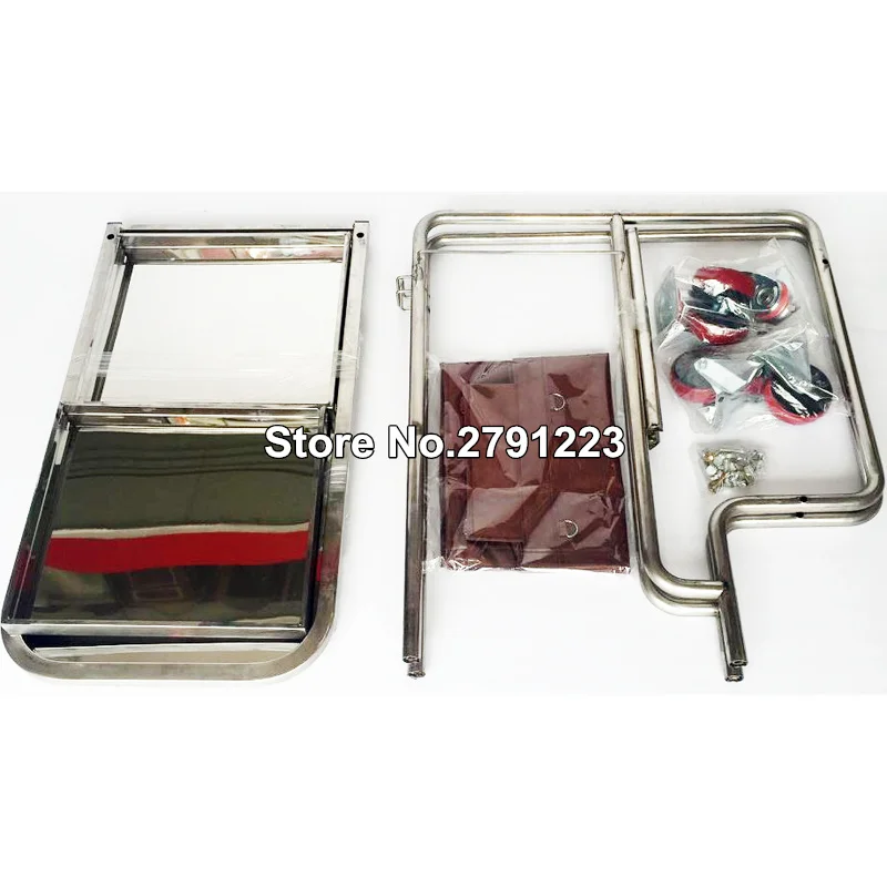 Stainless Steel 3 Shelf Janitor Cart With Cloth Bag Housekeeping Cart Hotel Mute Wheel Commercial Hotel Cleaning
