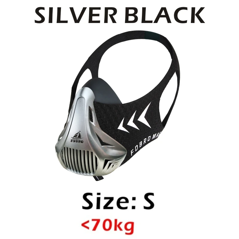 FDBRO фитнес-Тренировка бег сопротивление кардио подъемная Спортивная маска 2,0 маска для выносливости для фитнес-тренировок Спортивная маска 3,0 - Цвет: Silver Black S
