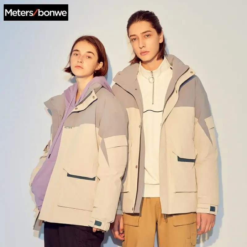 

Metersbonwe 2020 Couples Down Jacket Women Winter Warm 90% White Duck Short Down Female Turtleneck Collar Tooling Coat Men