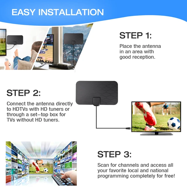 Kebidumei 3000 Miles 8K Digital DVB-T2 TV Antenna with amplifier Booster 1080P Aerial For Car antenna RV travel Indoor smart tv 4