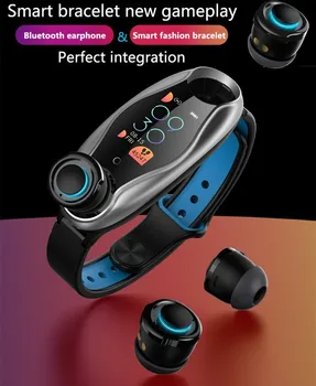

T90 Latest Smart Bracelet Fitness tracker BLE 5.0 with Wireless Earphone IP67 Waterproof Sport Smart Watch Clock for Android IOS