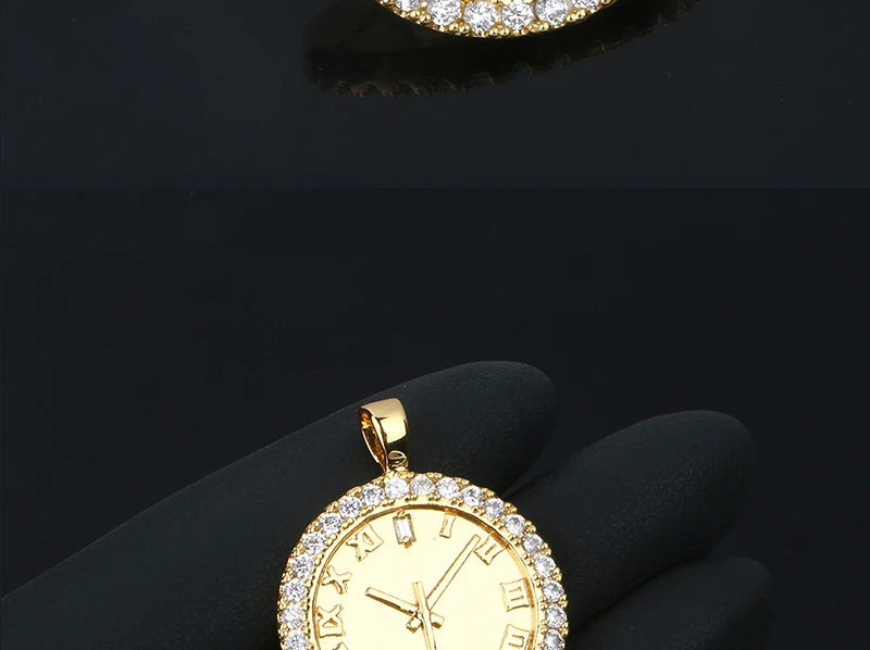 Персональный Циркон циферблат кулон хип хоп AAA CZ камни Bling Iced Out часы форма для мужской моды часы горный хрусталь ювелирные изделия подарок