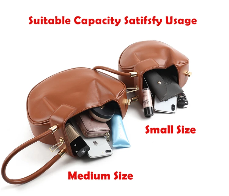 Burminsa Elegant Spherical Cow Genuine Leather Bags Women Small Designer Handbags High Quality Luxury Ladies Tote Bags NEW