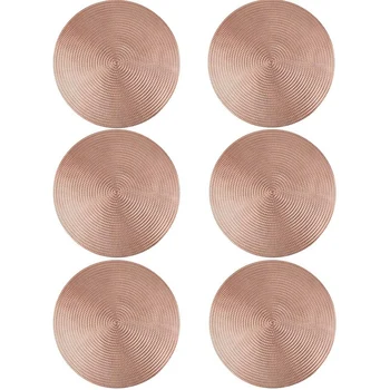 

6 Pcs Round Placemats Non-Slip PVC Hollow Out Table Mats for Party Wedding Heat Insulation Dinner Table Decor Mat