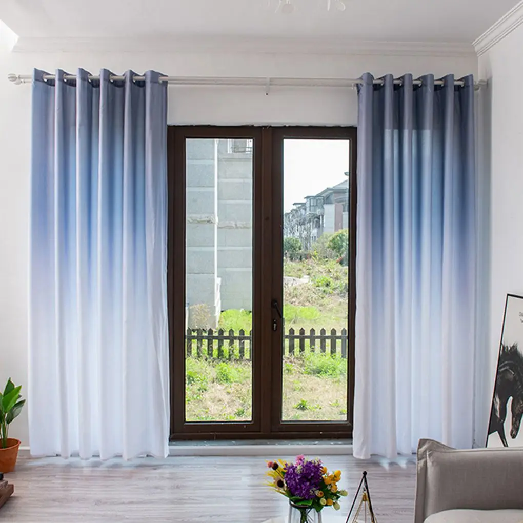 

Window Curtain Gradient Color Drape Semi Blackout Balcony Curtain Panel for Bedroom Living Room