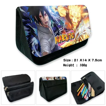 

Anime Pencil Case Mochila Naruto Uzumaki Pencil Bags Cosmetic Makeup bag Double Zipper Stationery Bag
