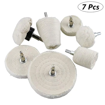 

Cylinder T-shaped Cone White Cloth Polishing Wheel Mirror Buffer Cotton Pad with 1/4’’ Handle for Polishing Grinding Metal Wood