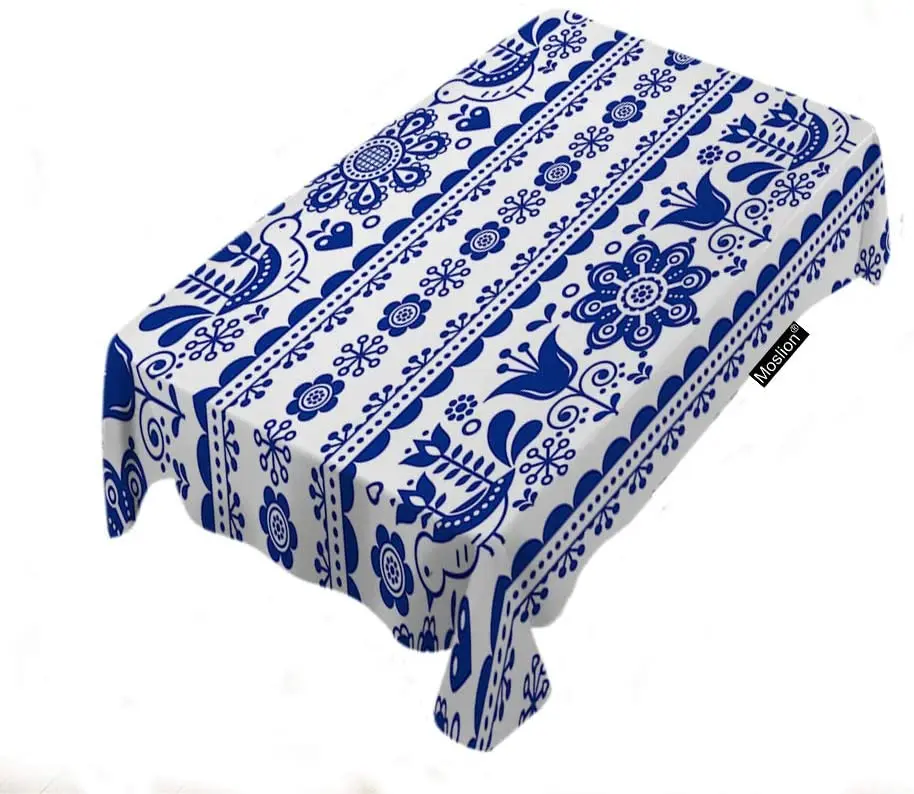

Scandinavian Floral Decor Souvenir Navy Blue Rectangle Tablecloth