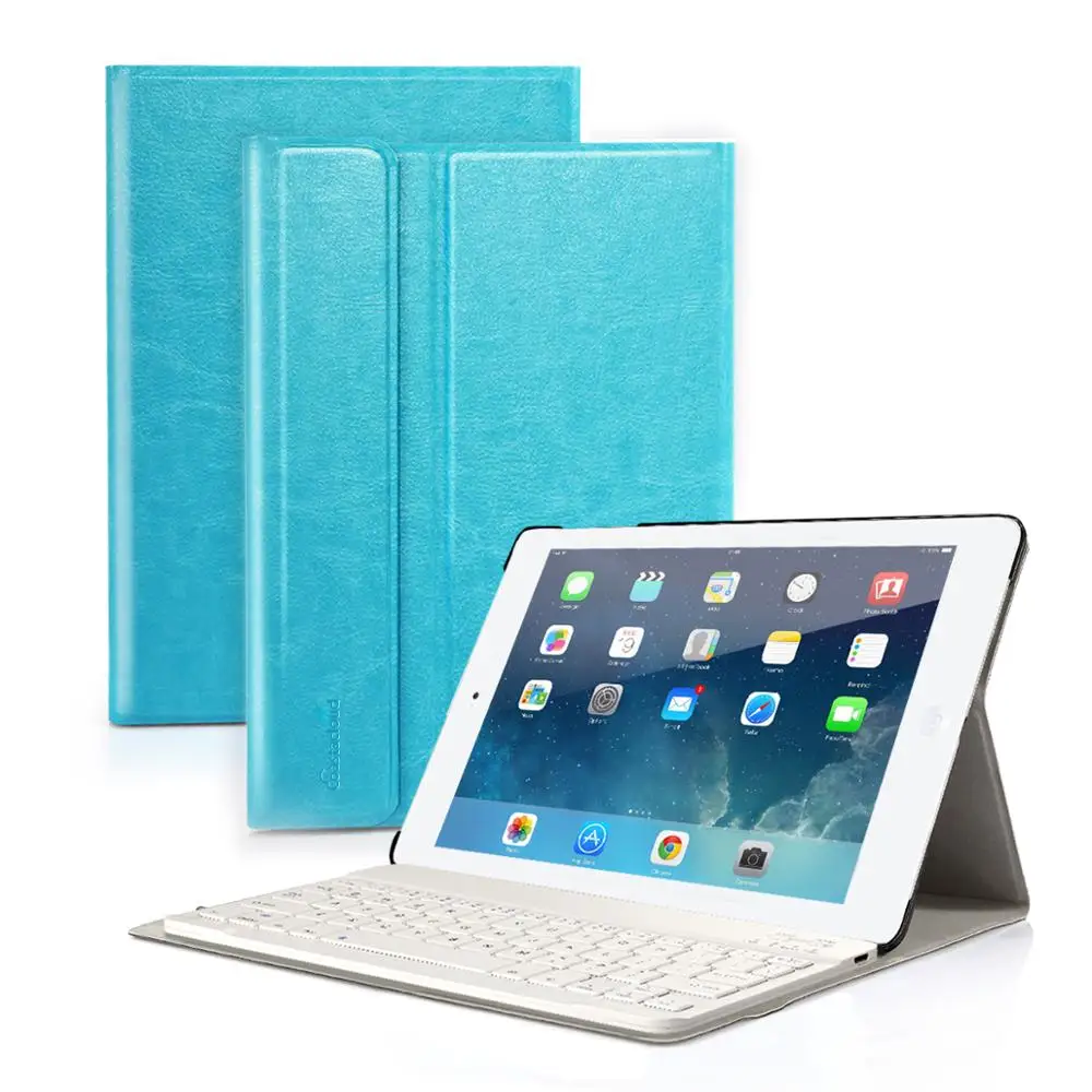 Кожаный флип-чехол с клавиатурой для iPad Air 2 Smart Cover для iPad 9,7 / iPad Pro 9,7 Магнитный чехол с подставкой - Цвет: Blue