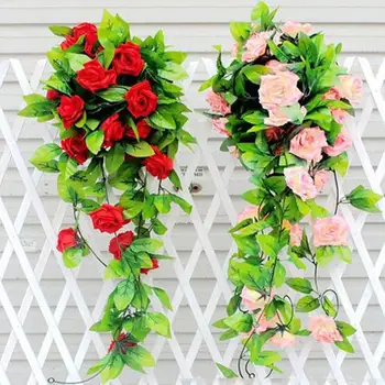 

Artificial Fake Silk Rose Flower Ivy Vine Hanging Garland Wedding Home Decor hot