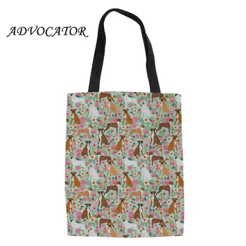 

Canvas Shoulder Bag Flower and Dog Printing Casual Tote Large Capacity Travel Storage Women Supermarket Shopping Bag