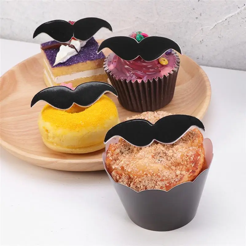 24pcs/Pack Cartoon Cupcake Wrappers And Toppers Funny Moustache Cake Decoration Wraps Paper Kids Birthday Party Supplies