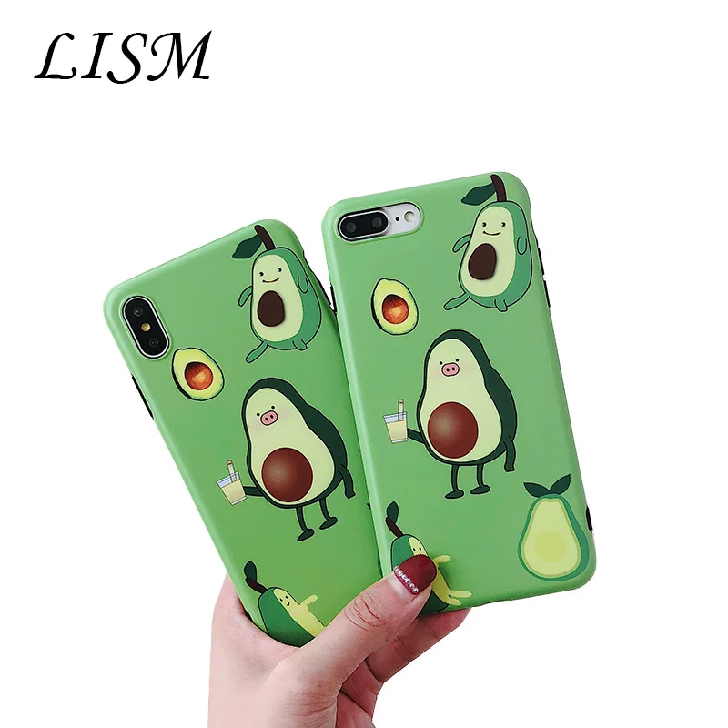 

Fruits series Cell phone Case for iphone 6 7 8 Plus soft silicone Case For iphone X XR XS Max case cover with cute Avocado
