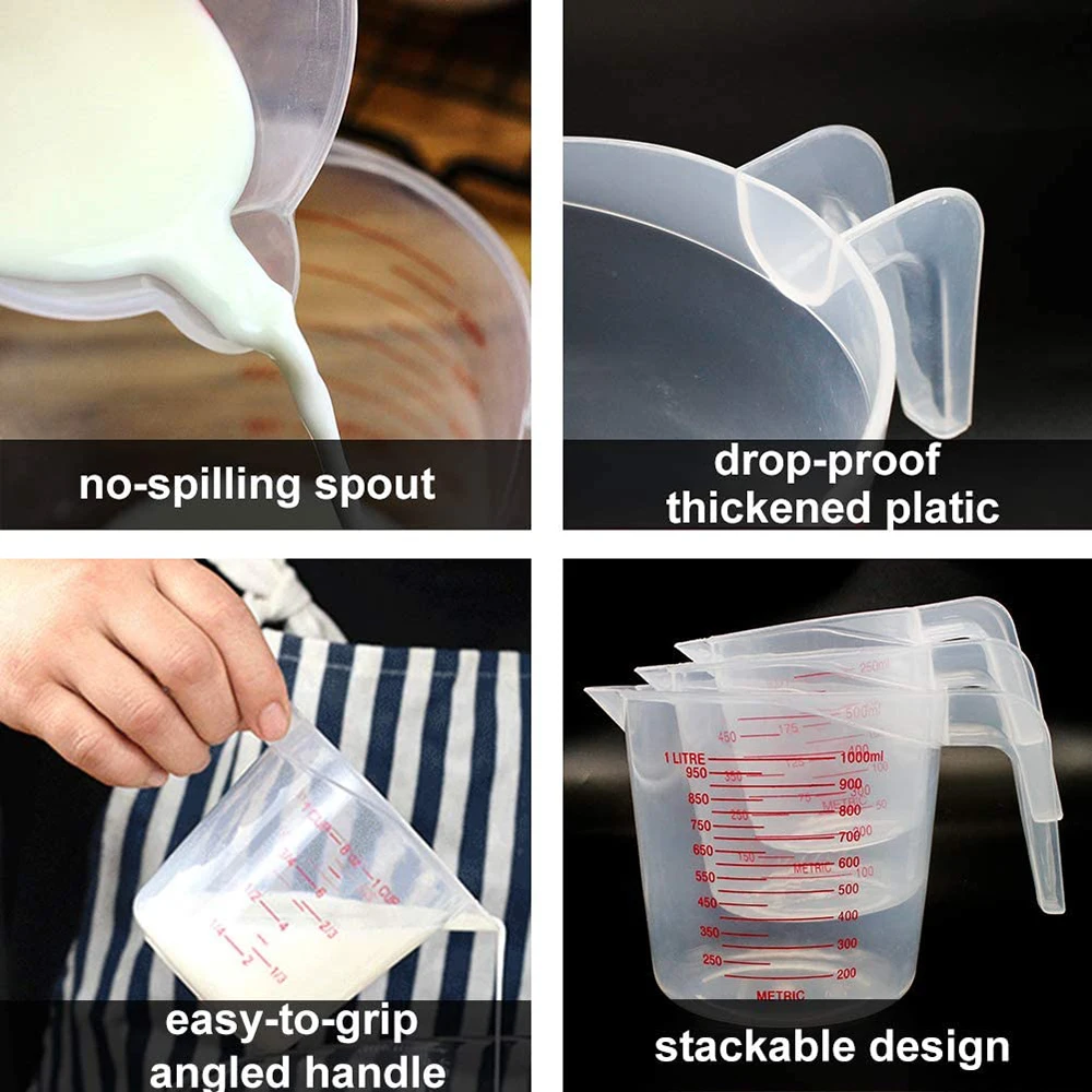 150ml plastic clear measuring cup handle liquid pour spout home kitchen  tool. r