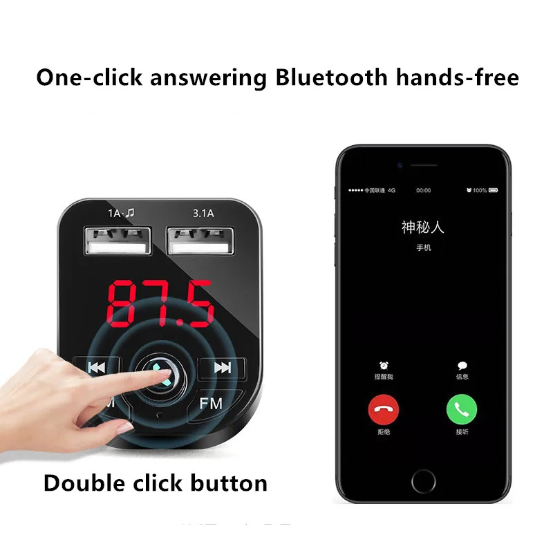Fm-передатчик Bluetooth Автомобильный MP3-плеер громкой связи телефон U диск сигарета 3.A быстрое зарядное устройство адаптер прикуривателя для МУЗЫКИ TF