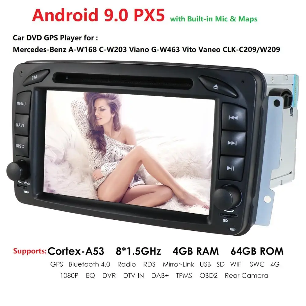 

Android9.0 PX5 DSP 2Din Car Radio For Mercedes Benz CLK W209 W203 W168 W208 W463 W170 Vaneo Viano Vito Car Multimedia DVD Player