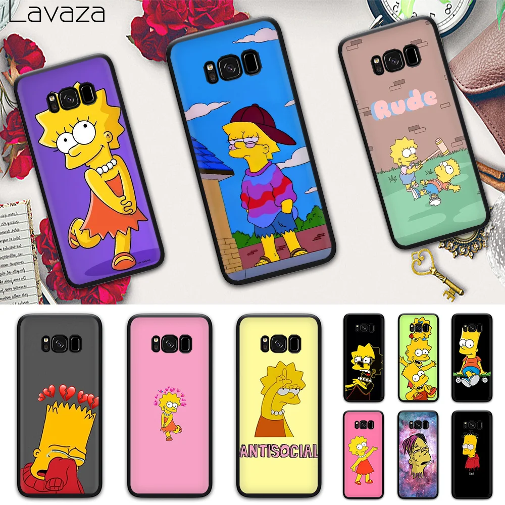 Мягкий силиконовый чехол Lavaza Bart и Lisa Simpson для Samsung S6 S7 Edge S8 S9 S10 S20 Plus Note 8 9 10 Lite |