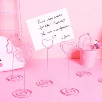 

Desk Notes Folder Unicorn Heart Shape Clips Wedding Favors Place Card Holder Table Photo Memo Number Name Clips Message Clips