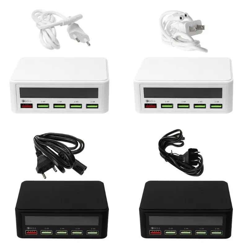 5 USB QC 3,0 быстрое зарядное устройство ЖК-дисплей напряжения тока для iPhone iPad samsung