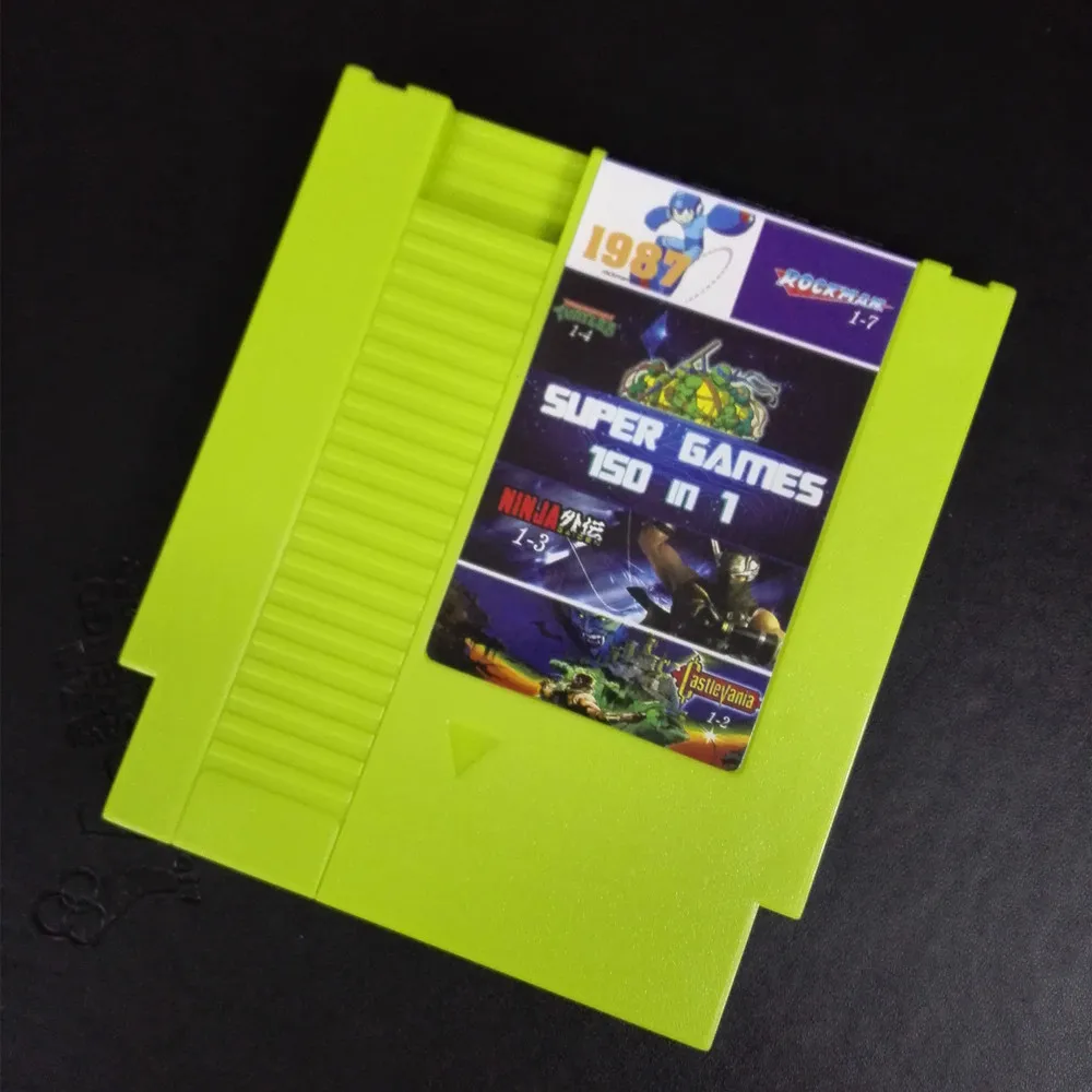 GREEN Высокое качество 72 контакта 8 бит игровой картридж 150 в 1 с Rockman 1 2 3 4 5 6 Черепашки Ниндзя Приключения - Цвет: GREEN
