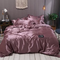 Conjunto de cama de cetim puro, renda, luxo, capa de edredom, casal, queen, king size, 240x220, capa de edredom, branco, cinza, vermelho