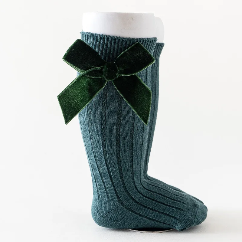 Baby Christmas Socks Autumn Winter Toddlers Kids Big Bow Knee High Long Girls Sock Soft Cotton Red Newborn Socken For 0-5 Years