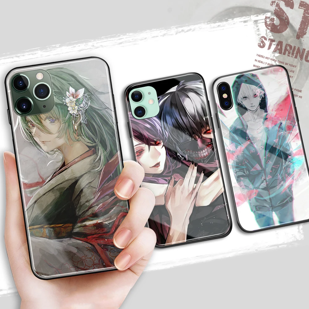 Tokyo Ghoul Trendy Anime Kaneki Ken Silicone Glass Mobile Case Manga Cover for iPhone 6 6S 8 7 Plus X XR XS MAX 11 12 13 Pro Max | Мобильные