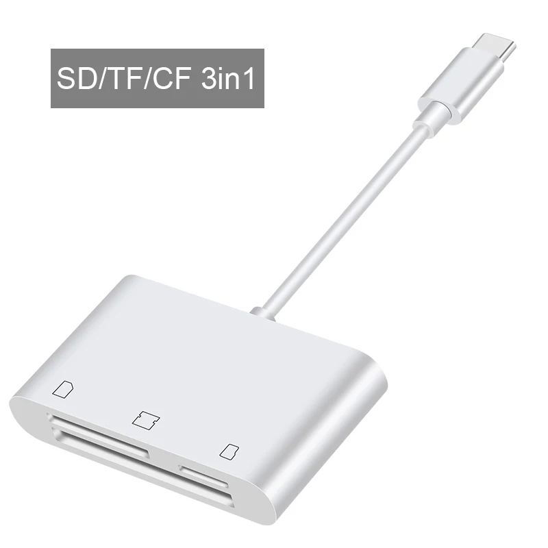 SD TF CF 3in1 USB-C считыватель карт типа C OTG для подключения телефона SD TF CF U флэш-диск мышка с камерой для Ipad Pro huawei P20 samsung S8 Macbook - Цвет: SD TF CF 3in1