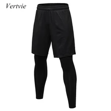 Vertvie, два предмета, компрессионные штаны, мужские шорты+ леггинсы, спортивная одежда для спортзала, фитнеса, трико, спортивные брюки, дышащие штаны для бега