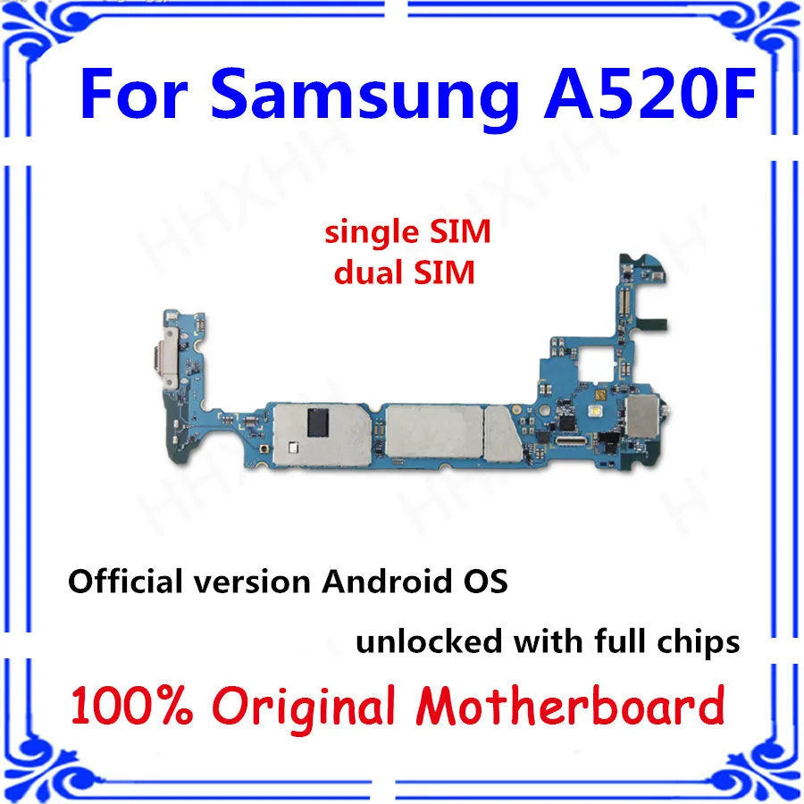 Разблокированный для samsung Galaxy A5 A520F материнская плата 32 ГБ версия плата с системой Android ОДИН/Две сим карты A520F/панель