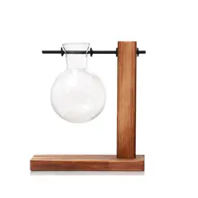 Стеклянная пробирка гидропонная ваза Элегантная настольная ваза для установки воды цветы деревянные украшения для дома