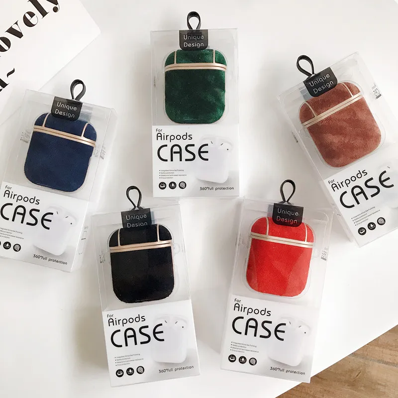 

New Suede fashion Golden contrast colour Wireless Earphone Airpods Case Cover Bag for Apple AirPods1/2 Bluetooth Headset Box