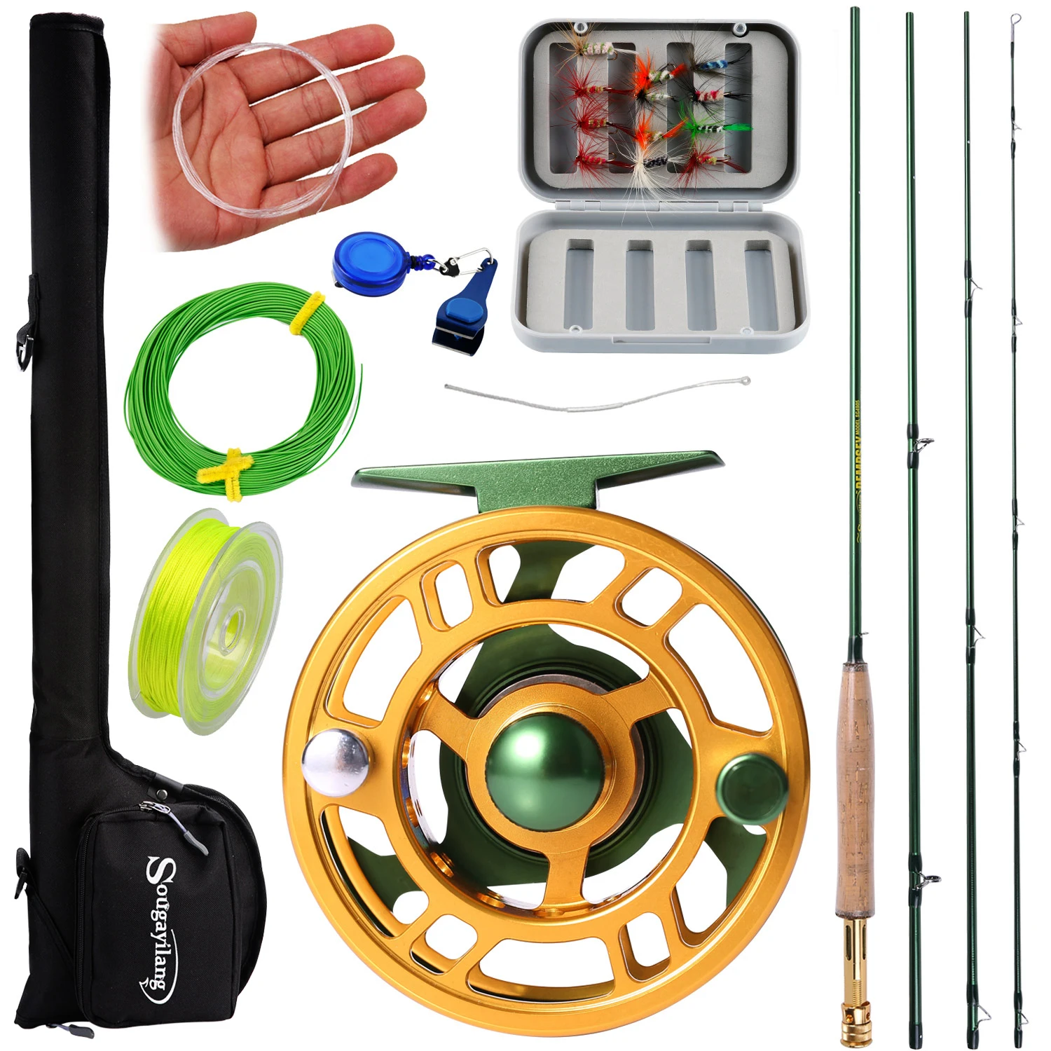 

Sougayilang 2.7m Fly Fishing Rod and 5/6 Fly Fishing Reel Combos Fishing Pole Fish Line Bag Lure Flies Backing Line Full Set