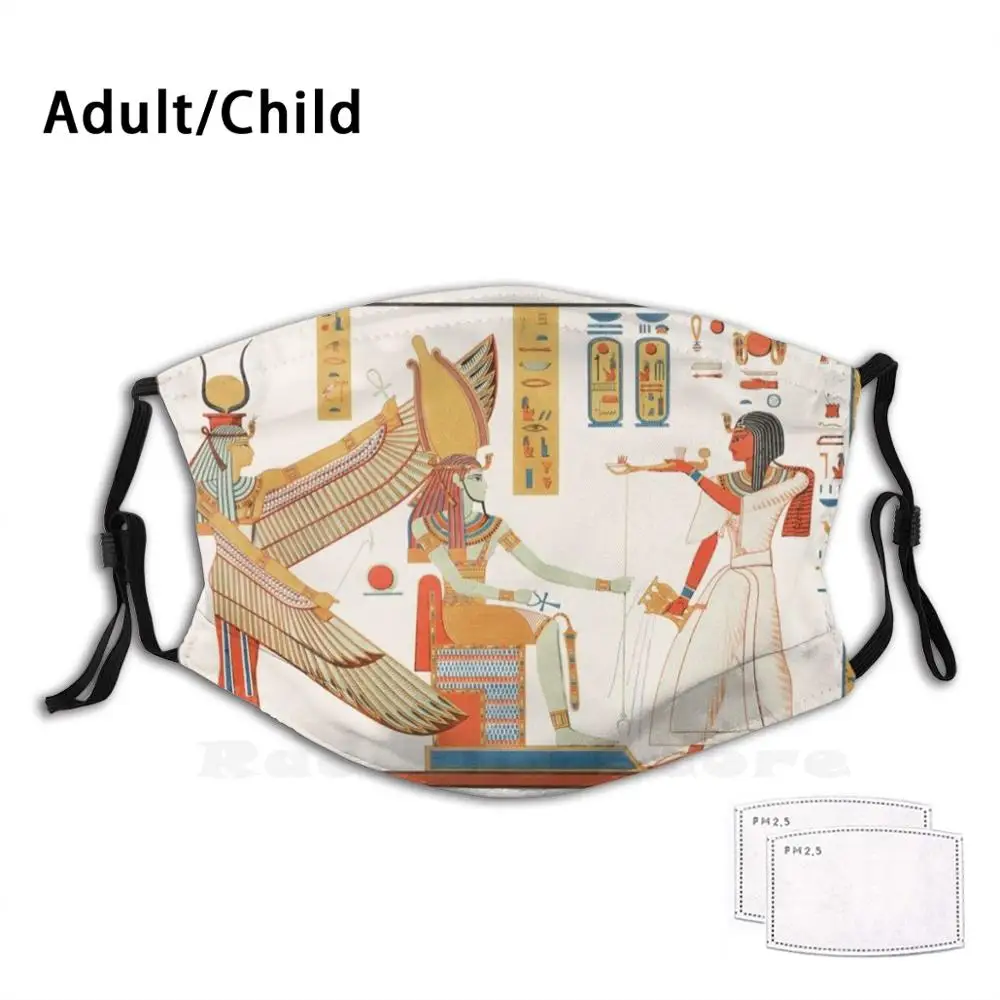 

Painting Of A Scene From The Tomb Of Ramses Iv, Book Plate From Champollion Print Washable Filter Anti Dust Mouth Mask Egyptian