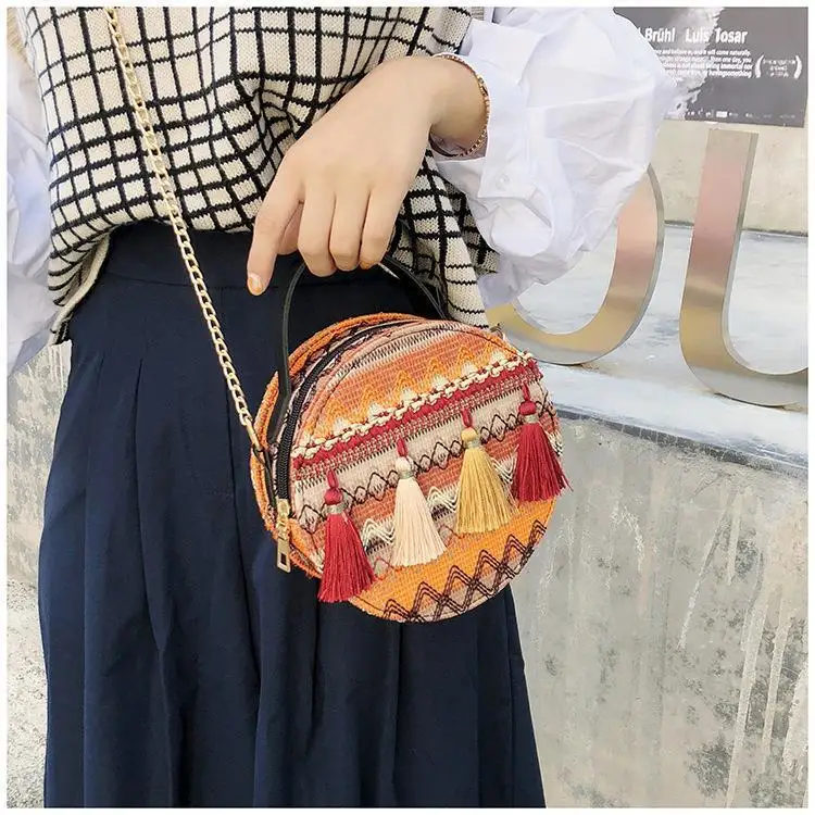 vintage bohemian bag bags chain fringe tassel striped women's handbags purses (19)